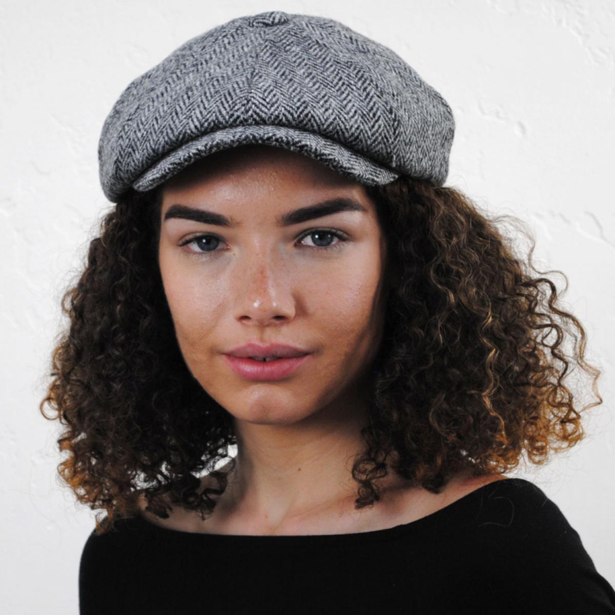 Jaxon & James | Castlebay Harris Tweed Wool Newsboy Cap | 170000 | lsfone | BLACK/GREY
