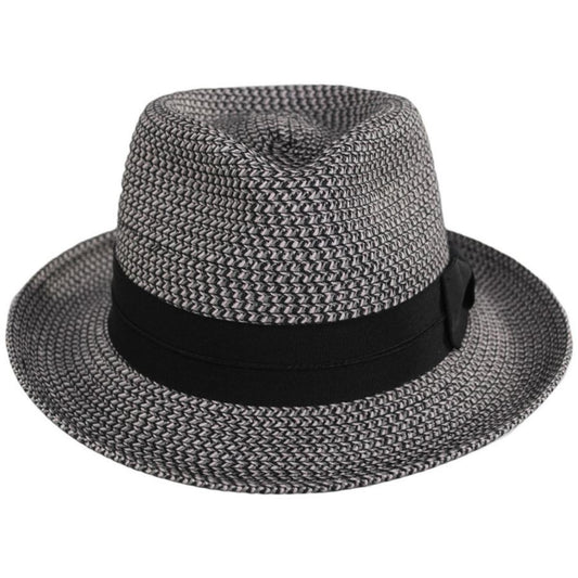 Scala | Marton Toyo Straw Fedora Hat | 126093 | front | BLACK