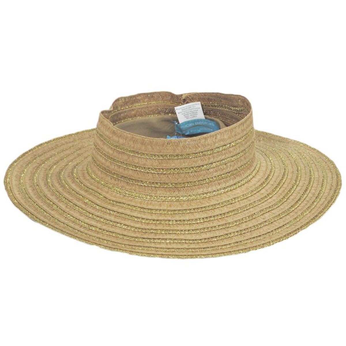 Physician Endorsed | Maddie Toyo Straw Crownless Hat | 102680 | front | CARAMEL/GOLD
