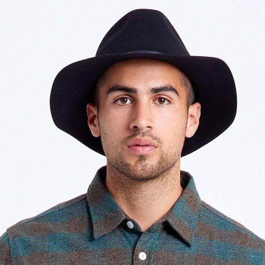 BRIXTON HATS | Wesley Wool Felt Floppy Fedora Hat | 135610A | lsmone | BLACK