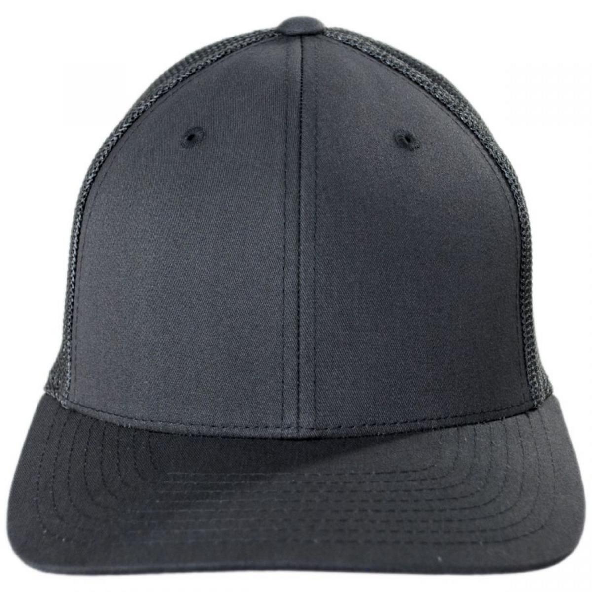 Flexfit | Tonal Cotton Blend Trucker Fitted Baseball Cap | 221504 | front | CHARCOAL