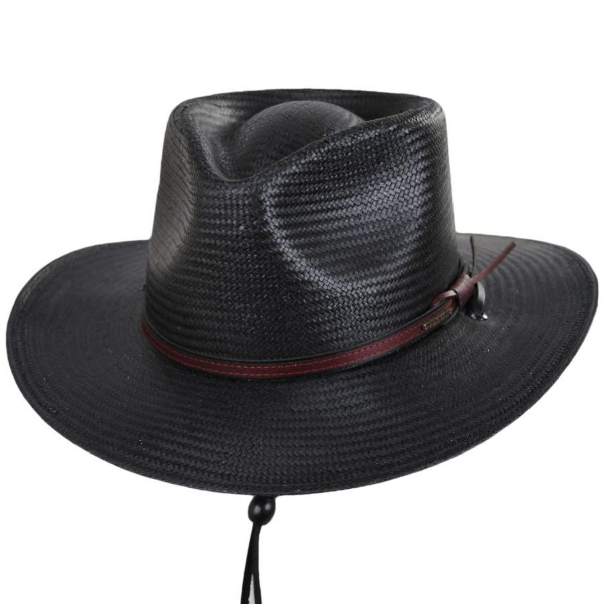 Stetson | Belgrade Shantung Straw Outback Hat | 127032 | lead | BLACK