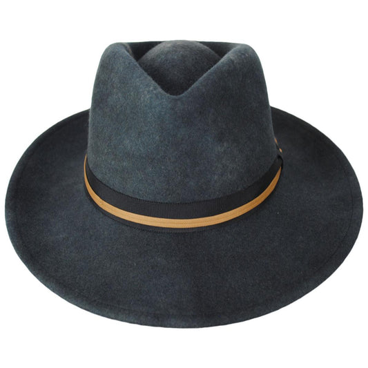 BRIXTON HATS | Dayton Convertabrim Wool Felt Rancher Fedora Hat - Black Worn Wash - FINAL SALE | 135659BWW | front | BLACK WORN WASH