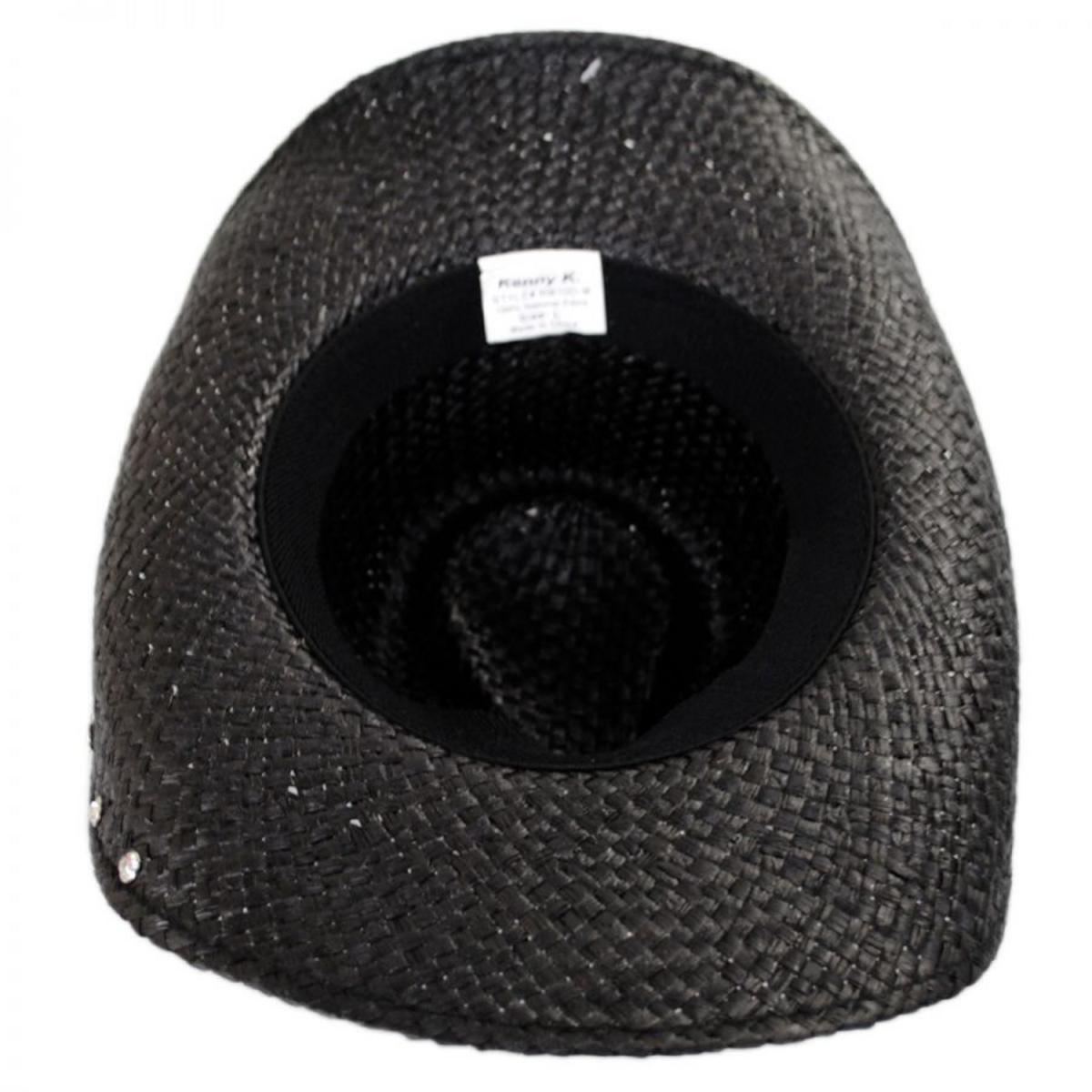 Kenny K | Rhinestone Raffia Straw Western Hat | 102212 | under | BLACK