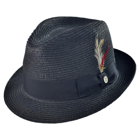 Jaxon Hats | Wholesale Toyo Straw Braid Trilby Fedora Hat B2B Pre-Pack | B2B128500 | lead | BLACK