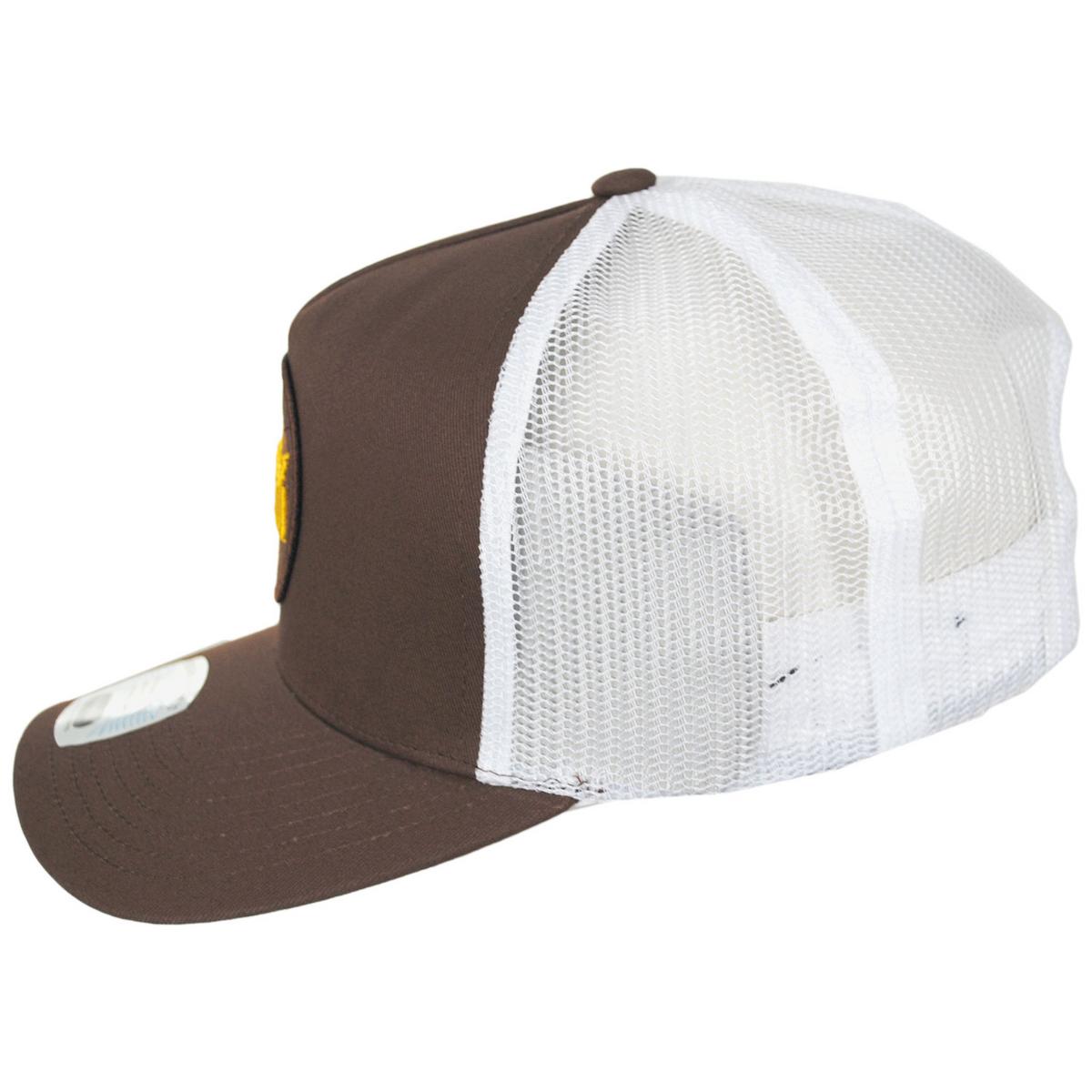 BRIXTON HATS | Gibson Netplus MP Mesh Trucker Snapback Baseball Cap | 201859 | profile | BROWN/OFF WHITE