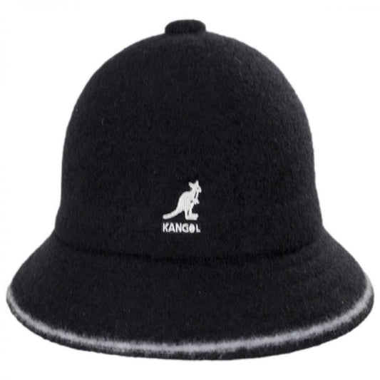 Kangol | Striped Casual Wool Bucket Hat | 185726 | front | BLACK/OFF WHITE