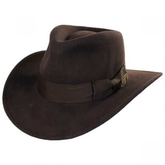 Indiana Jones | Officially Licensed Crushable Wool Outback Hat | 130500 | lead | BROWN
