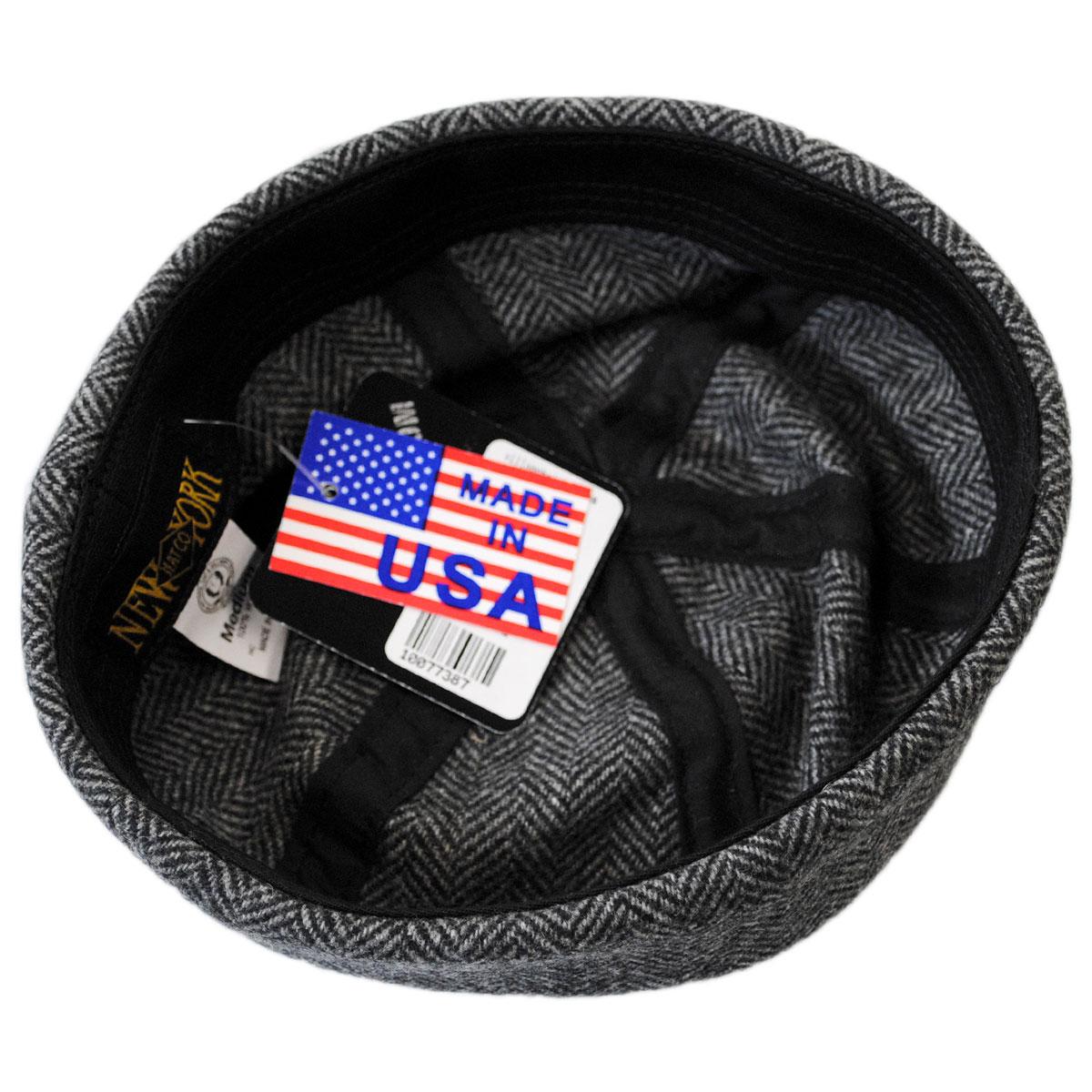 NEW YORK HAT CO | Six Panel Herringbone Wool Skull Cap Beanie Hat | 142005 | under | CHARCOAL