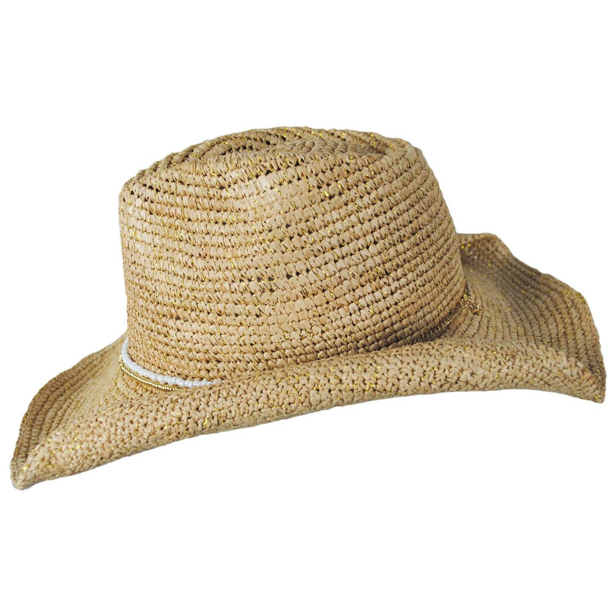 NIKKI BEACH | Giselle Raffia Straw Western Hat | 102657 | profile | NATURAL/GOLD