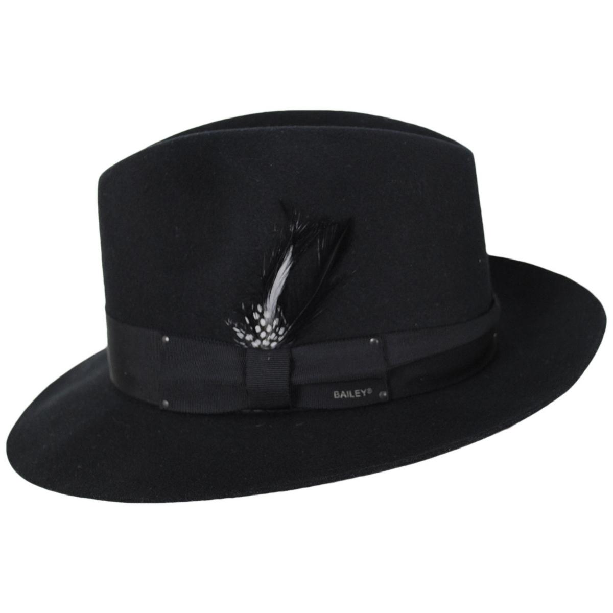 Bailey 1922 | Heritage Gangster Wool Felt Fedora Hat | 130007 | profile | BLACK