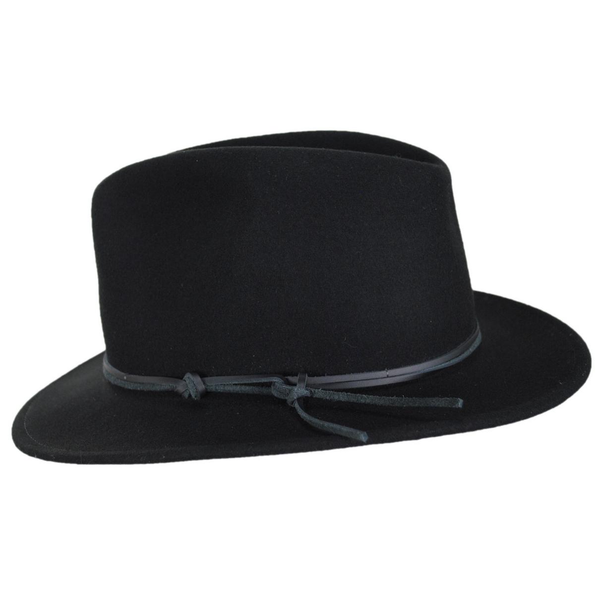 Bailey Western | Rattler Crushable Wool LiteFelt Safari Fedora Hat | 130109 | profile | BLACK