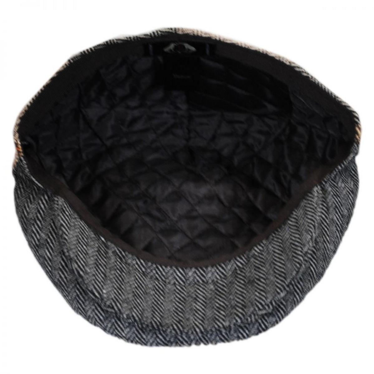 Jaxon Hats | Herringbone Patchwork Wool Blend Ivy Cap | 167734 | under | BROWN/GREY