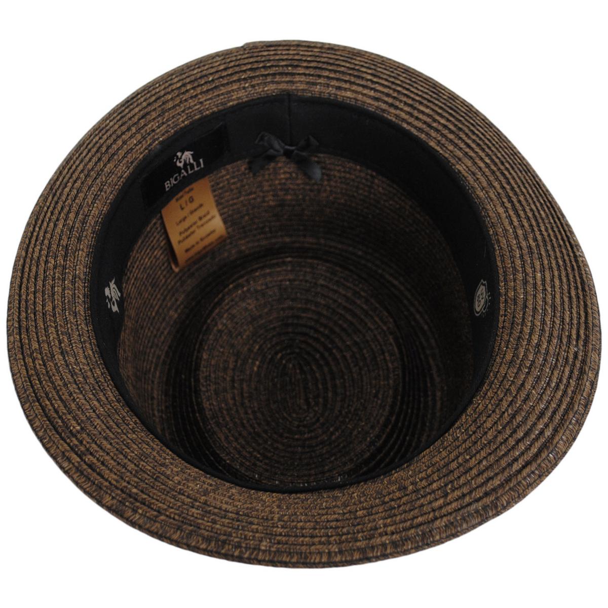 Bigalli | Subway Poly Braid Stingy Brim Pork Pie Hat | 129252 | under | CHOCOLATE