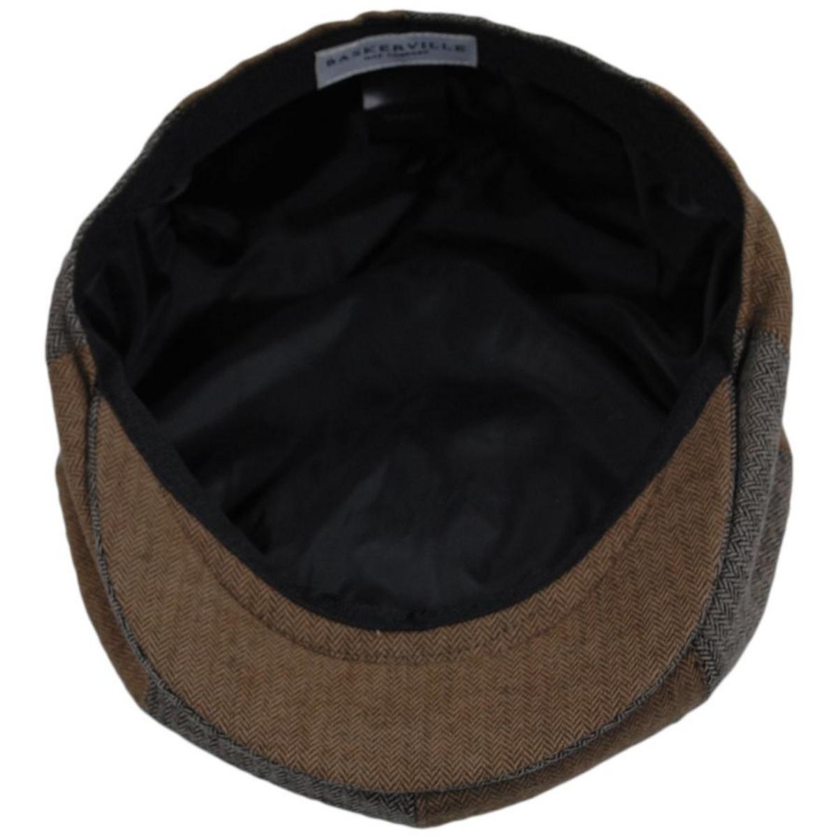 Baskerville Hat Company | Reading Cotton Mixed Herringbone Newsboy Cap | 167682 | under | BROWN/GREY