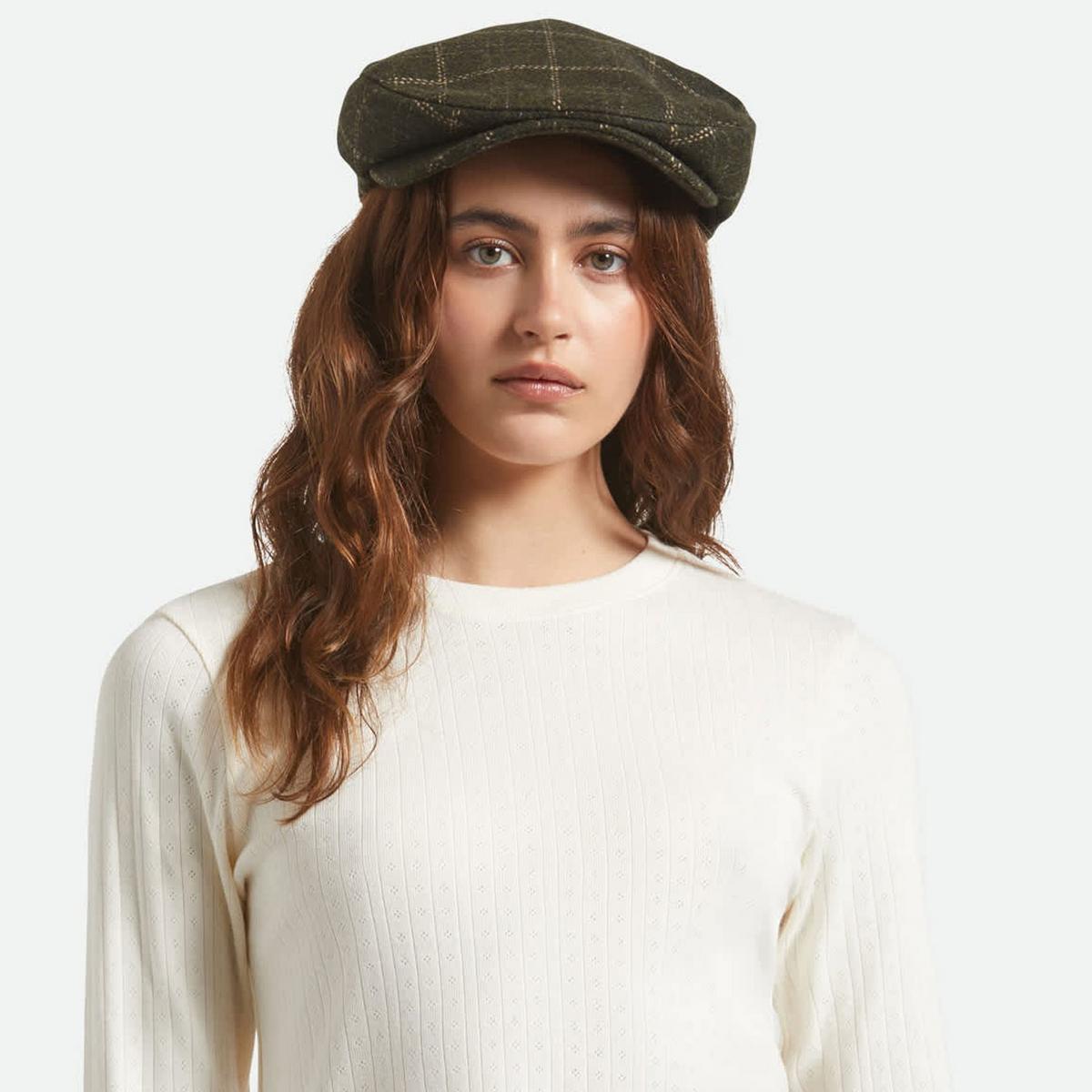 BRIXTON HATS | Barrel Wool Blend Plaid Ivy Cap | 161523 | lsfone | MOSS/KHAKI