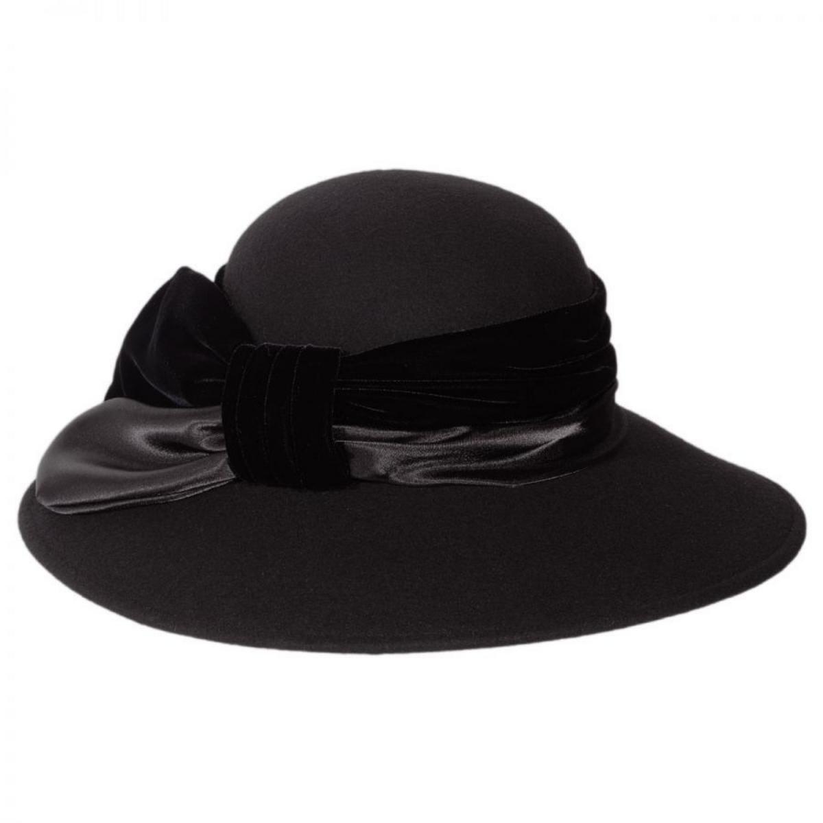 Toucan Collection Womens Black Cloche Hat Made in USA Felt‎ Wool Look One Size LOVELY! WOMEN main image 2