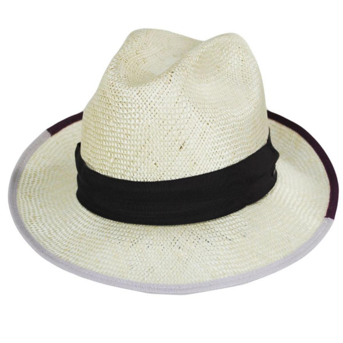 Bailey 1922 | Hesmond Sisal Litestraw Fedora Hat | 127869 | lead | NATURAL/FUCHSIA
