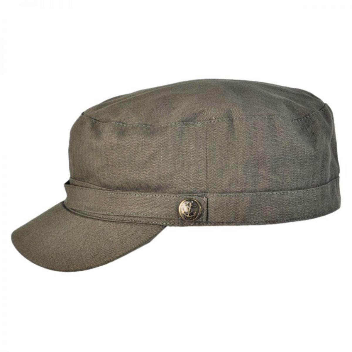 Jaxon Hats | Herringbone Cotton Cadet Cap | 222300 | profile | OLIVE