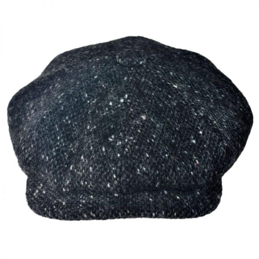 City Sport Caps | Donegal Marl Tweed Wool Newsboy Cap | 175017 | front | BLACK