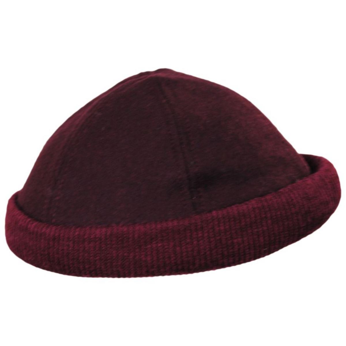 Dorfman Pacific | Skully Melton Wool Blend Skull Cap | 500042 | profile | BURGUNDY