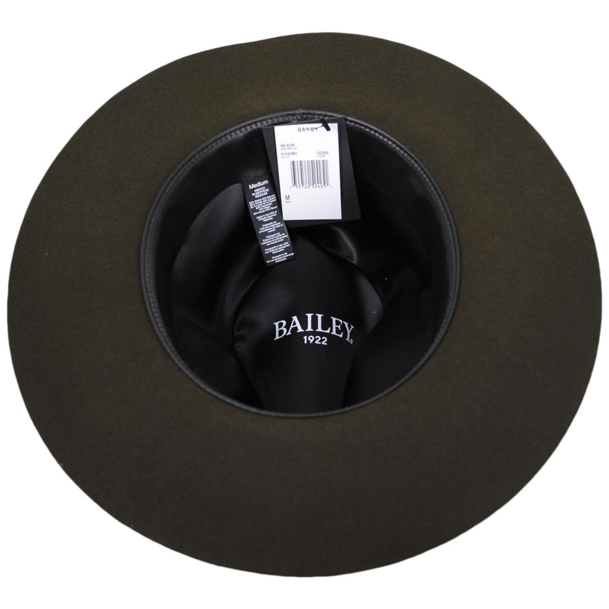 Bailey 1922 | Nilson Fur Felt Fedora Hat | 130389 | under | UNIFORM GREEN