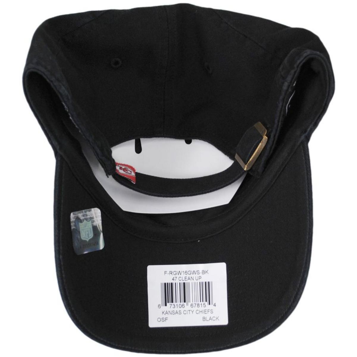 47 Brand | Kansas City Chiefs NFL Clean Up Strapback Baseball Cap Dad Hat | 203480 | under | BLACK