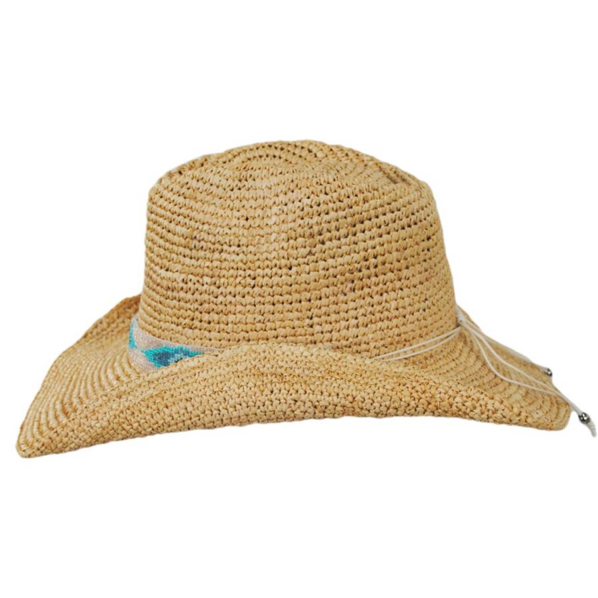 NIKKI BEACH | Blue Jaye Raffia Crochet Western Hat | 102733 | profile | NATURAL