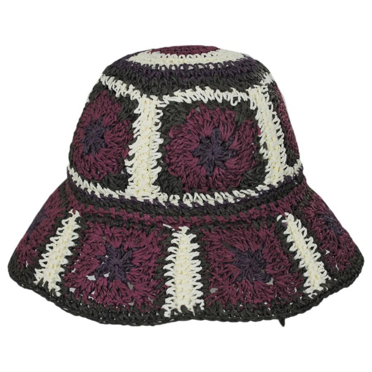 Peter Grimm | Fergie Granny Square Hand Crochet Toyo Straw Bucket Hat | 108603 | profile | VIOLET