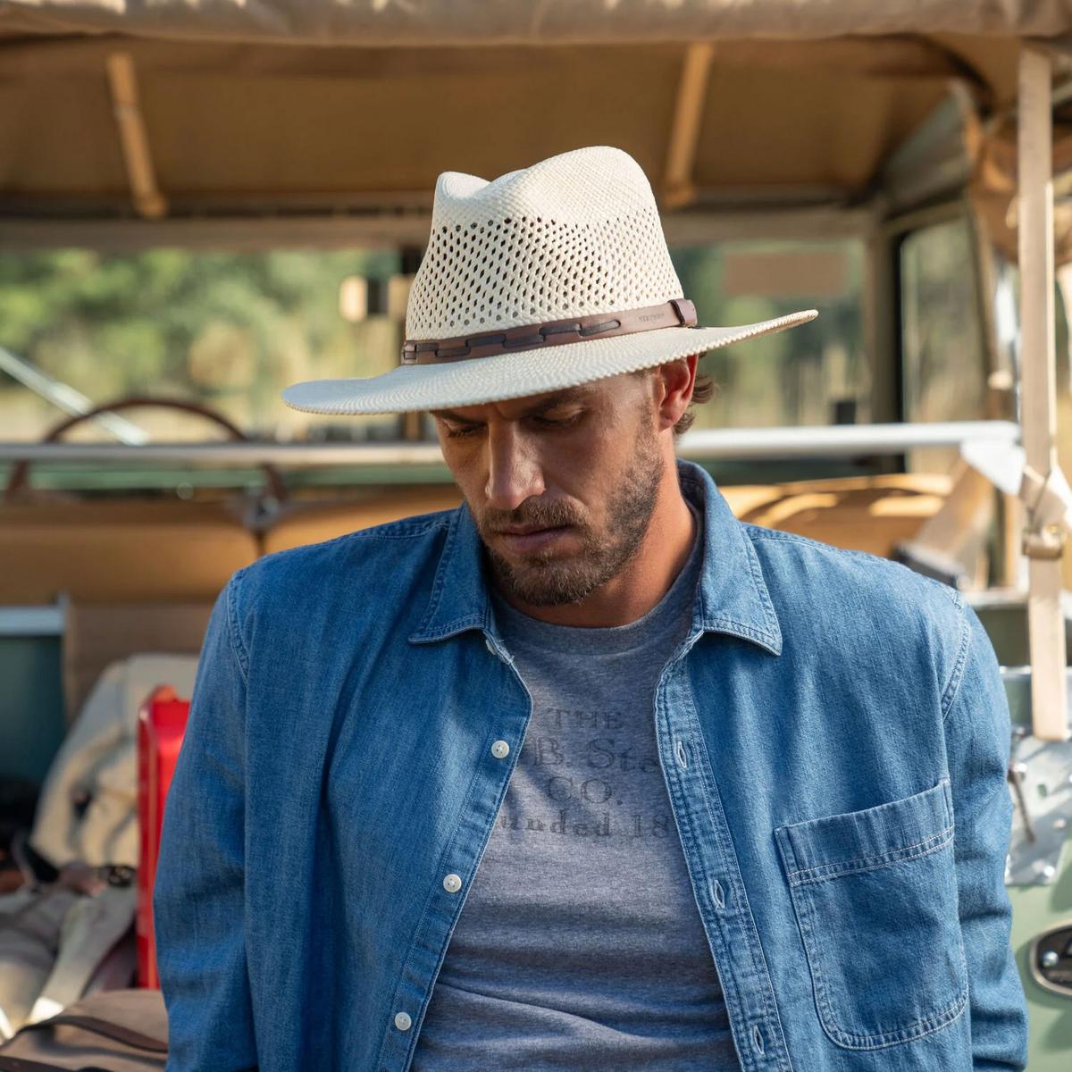 Stetson | Airway Panama Straw Safari Fedora Hat | 126920 | lsmtwo | NATURAL