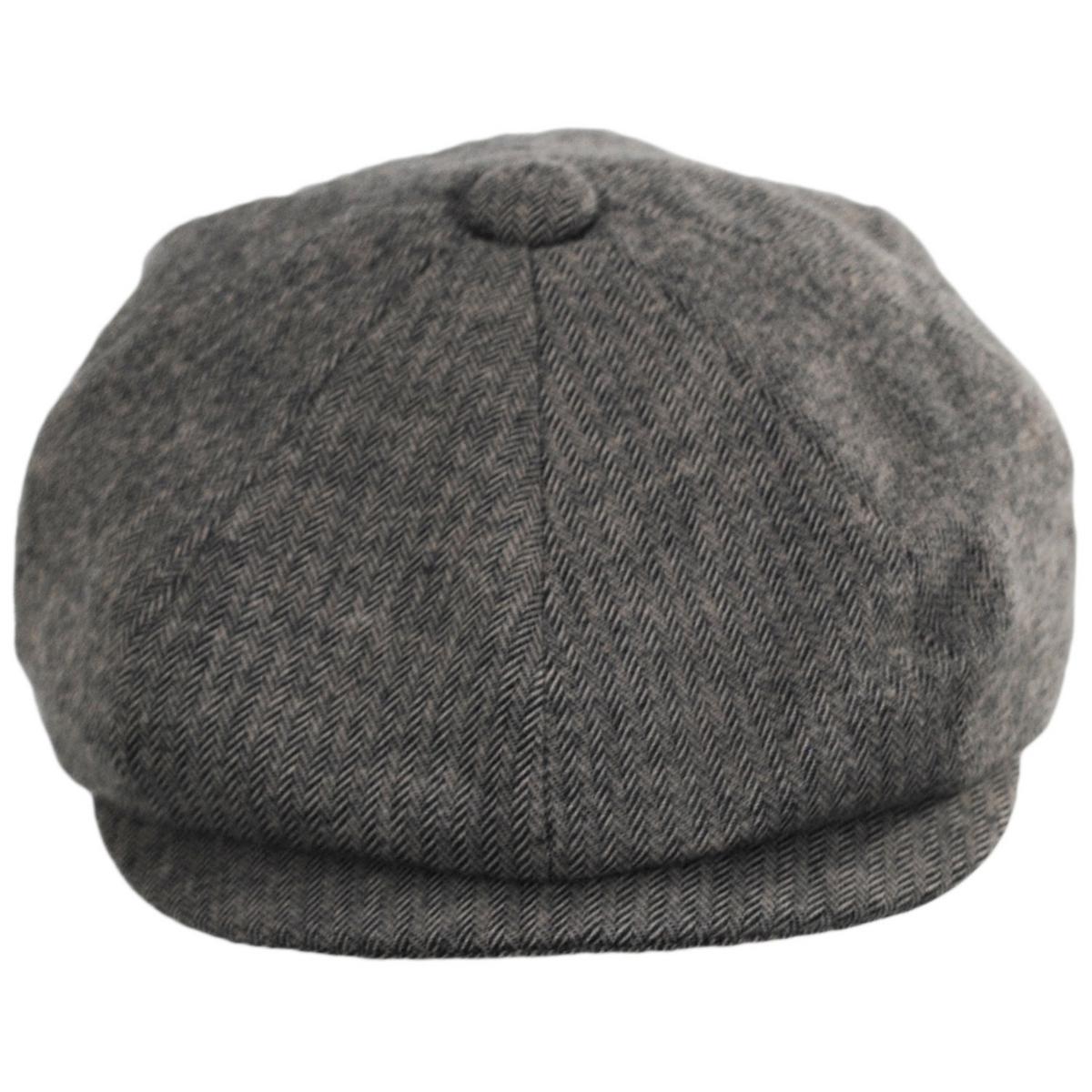 Baskerville Hat Company | Wholesale Cardiff Cotton Herringbone Newsboy Cap B2B Pre-Pack | B2B167678 | front | BLACK/GREY