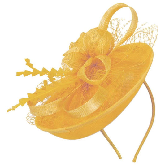 Jeanne Simmons | Irene Sinamay Straw Fascinator Hat | 120760 | lead | MUSTARD