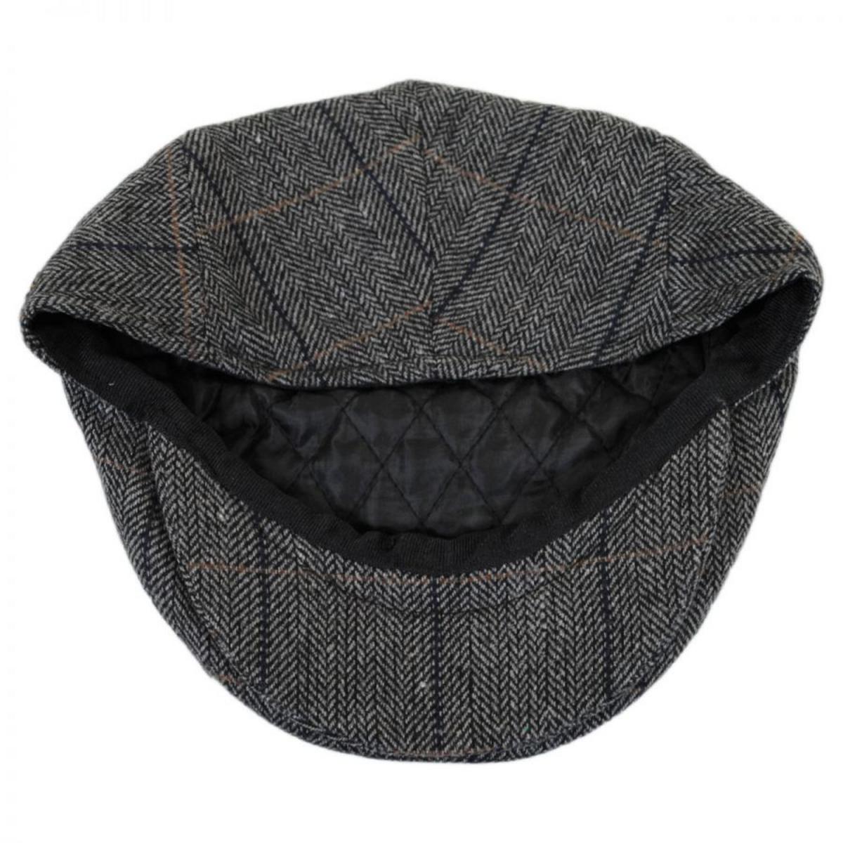 Jaxon Hats | Holborn Herringbone Plaid Wool Blend Ivy Cap | 167749 | under | CHARCOAL