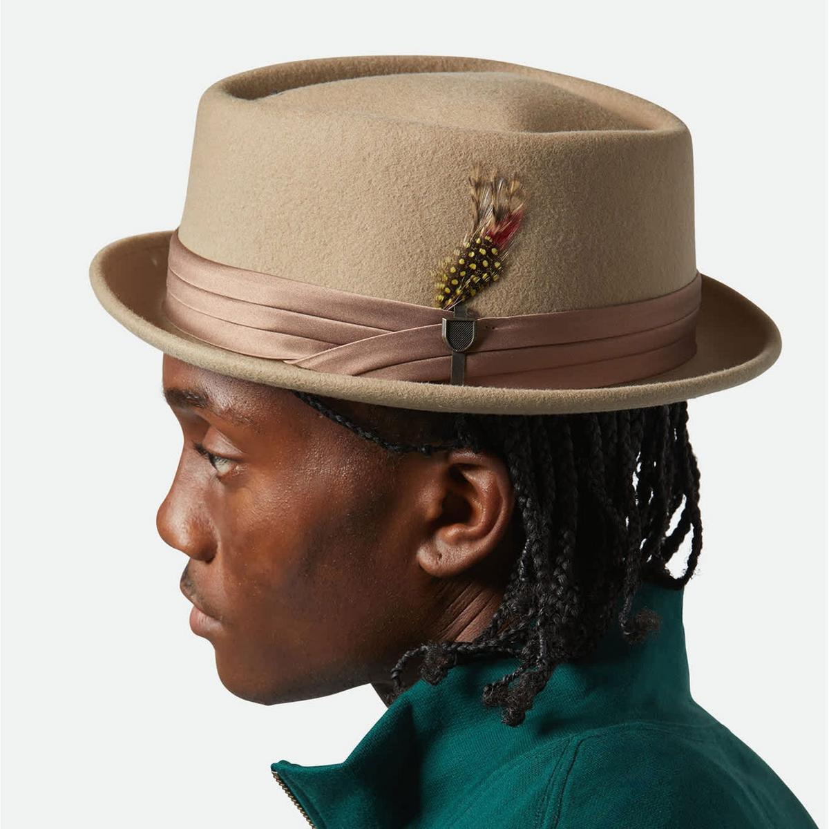 BRIXTON HATS | Stout Wool Felt Diamond Crown Fedora Hat | 135602 | lsmtwo | TAN