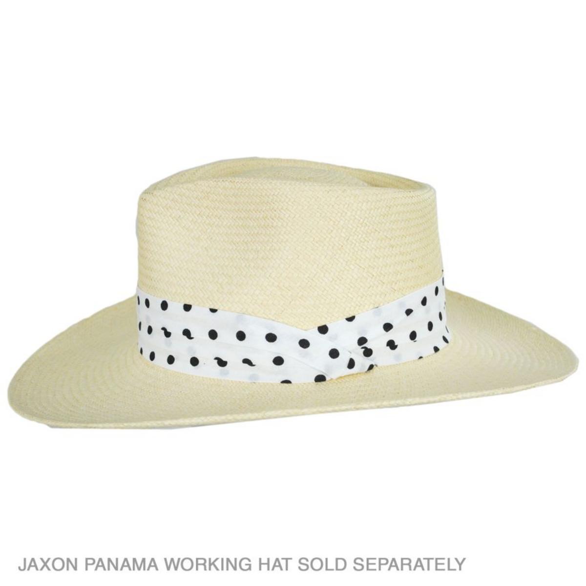 Capas Headwear | Polka Dot 3-Pleat Puggaree Hat Band | 602014 | under | WHITE/BLACK