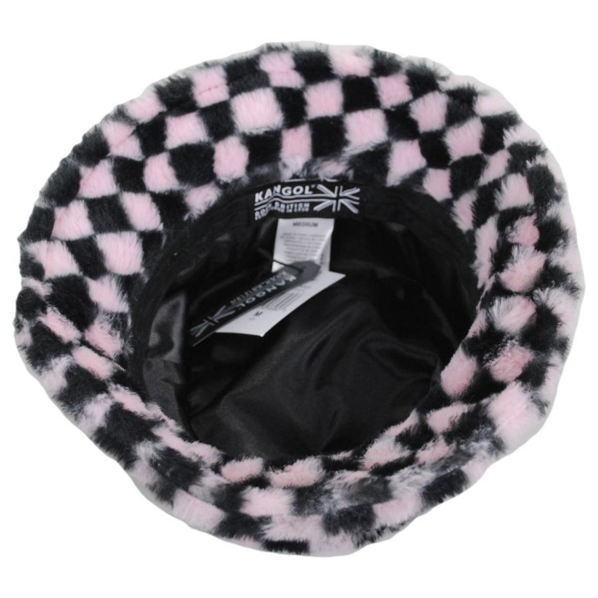 Kangol | Checkerboard Faux Fur Bucket Hat | 185792 | under | PEPTO CHECK