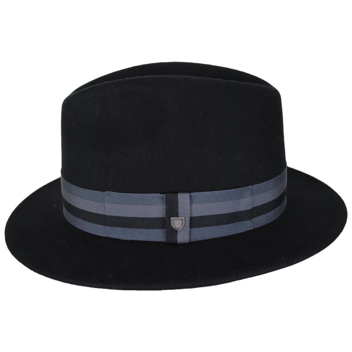 BRIXTON HATS | Roma Wool Felt Fedora Hat | 135664 | profile | BLACK/GREY CHARCOAL