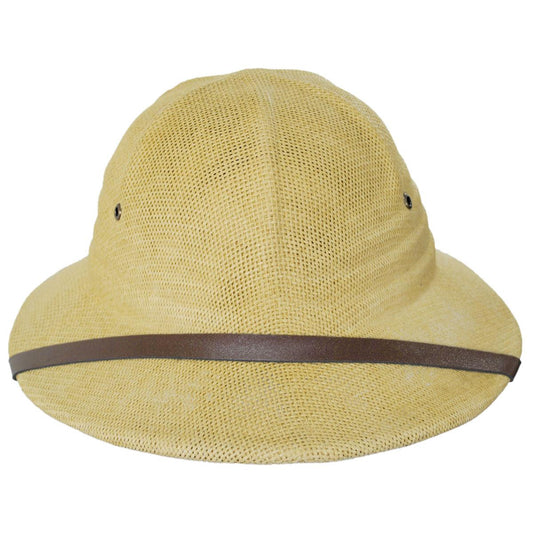 Village Hat Shop | Wholesale Toyo Straw Pith Helmet B2B Pre-Pack | B2B128800 | front | TAN