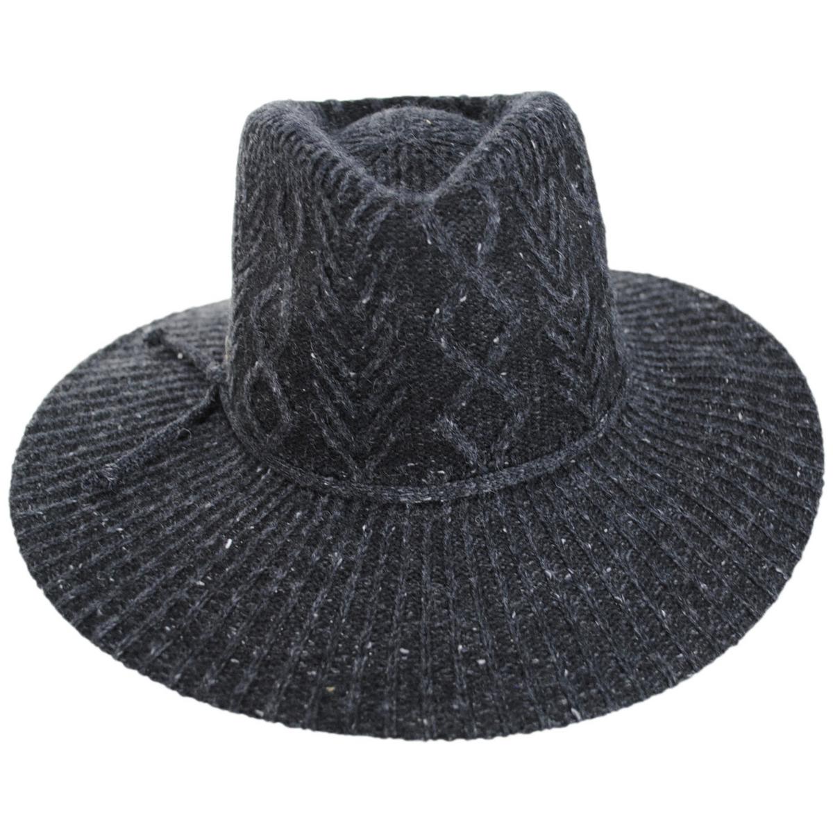 Scala | Arana Cable Knit Fedora Hat | 106420 | front | BLACK