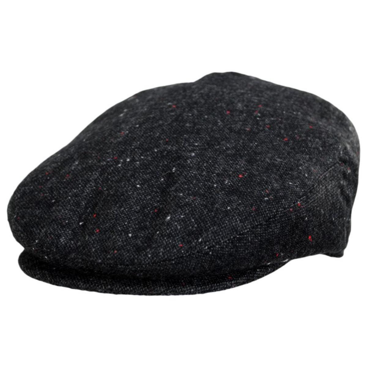 Jaxon Hats | Blackheath Marl Tweed Wool Blend Ivy Cap | 167582 | lead | BLACK