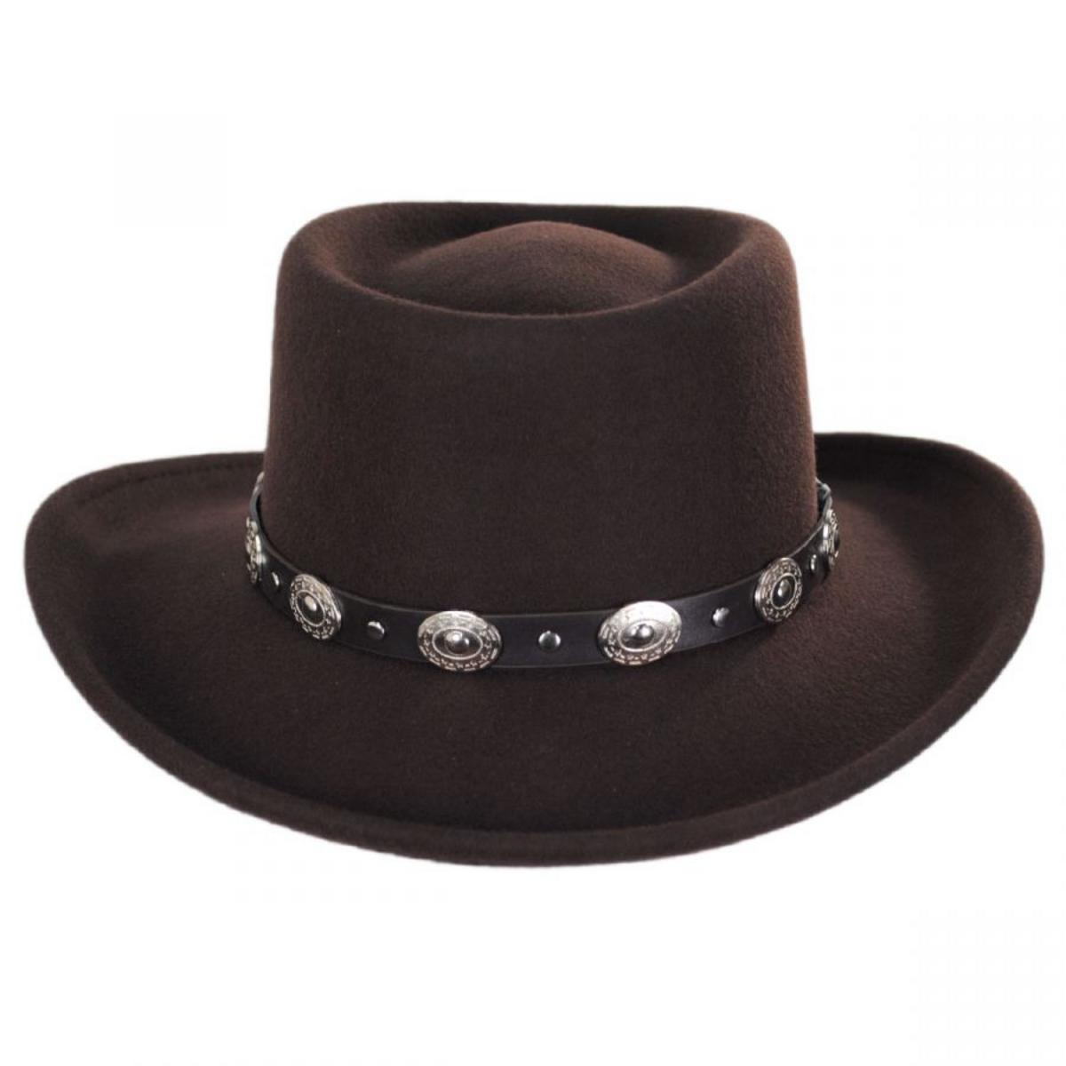 Eddy Bros | Western Wool Felt Gambler Hat | 130175 | front | BROWN