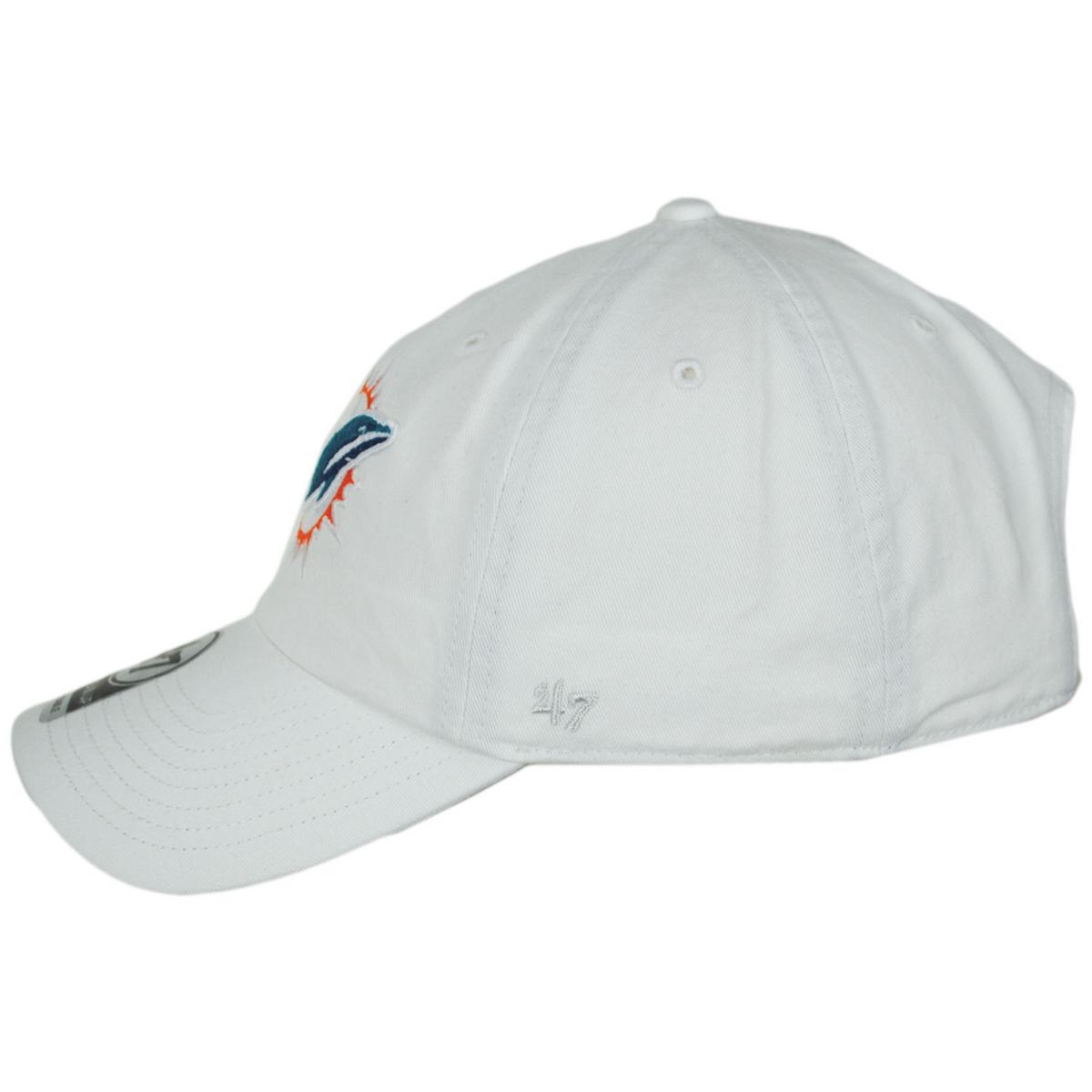 47 Brand | Miami Dolphins NFL Clean Up Strapback Baseball Cap Dad Hat | 203870 | profile | WHITE