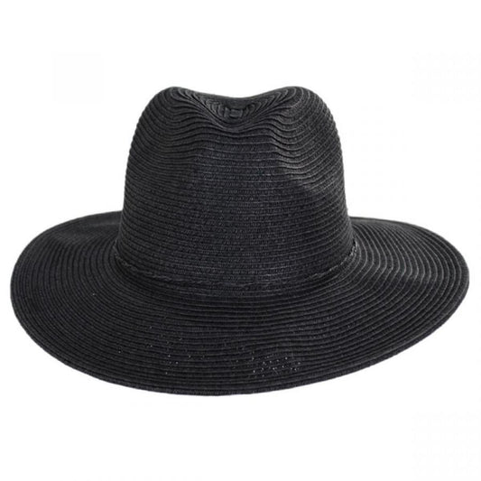 San Diego Hat Company | Ultrabraid Water Repellent Toyo Straw Fedora Rain Hat | 103653 | front | BLACK
