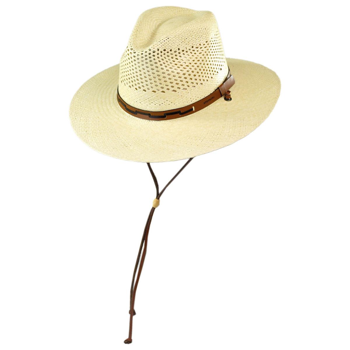 Stetson | Airway Panama Straw Safari Fedora Hat | 126920 | detailone | NATURAL