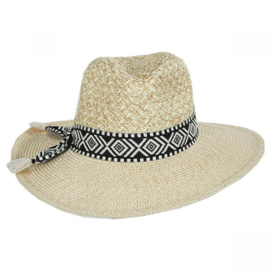 Scala | Florentino Toyo Straw Blend Safari Fedora Hat | 101345 | front | BLACK