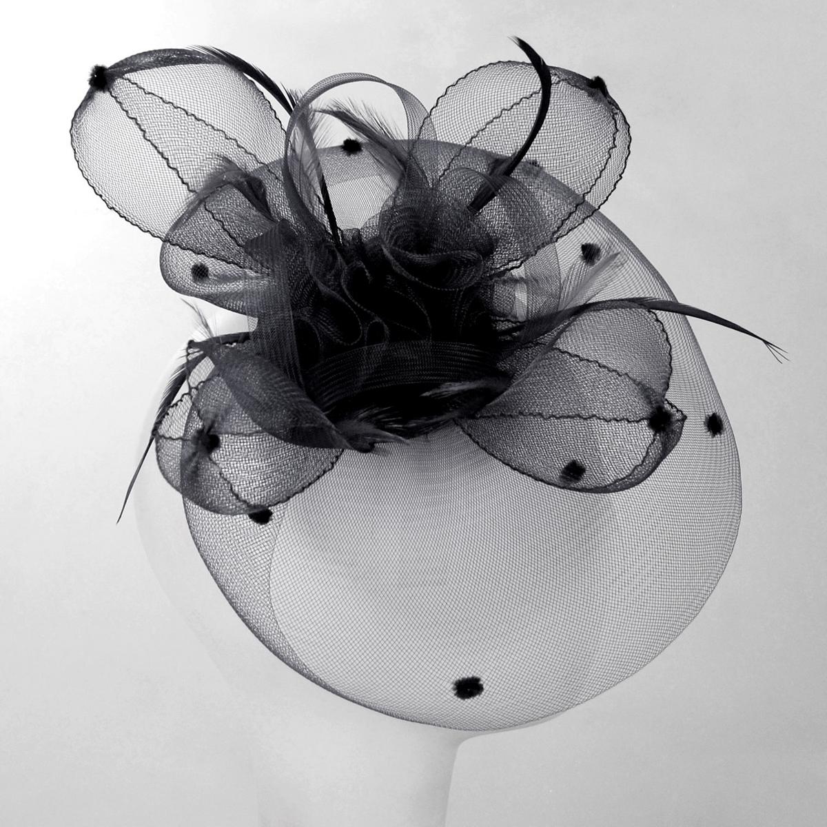 Kathy Jeanne | Voile Horsehair Mesh Fascinator Hat | 122431 | profile | BLACK