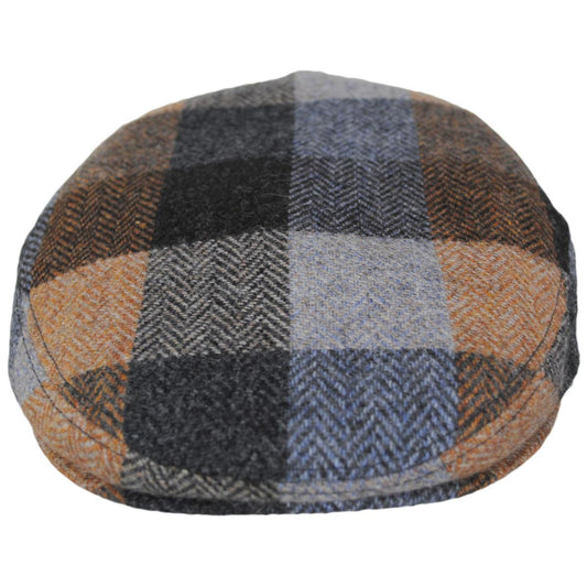 City Sport Caps | Herringbone Squares Donegal Tweed Wool Ivy Cap | 175022 | front | OLIVE/BROWN