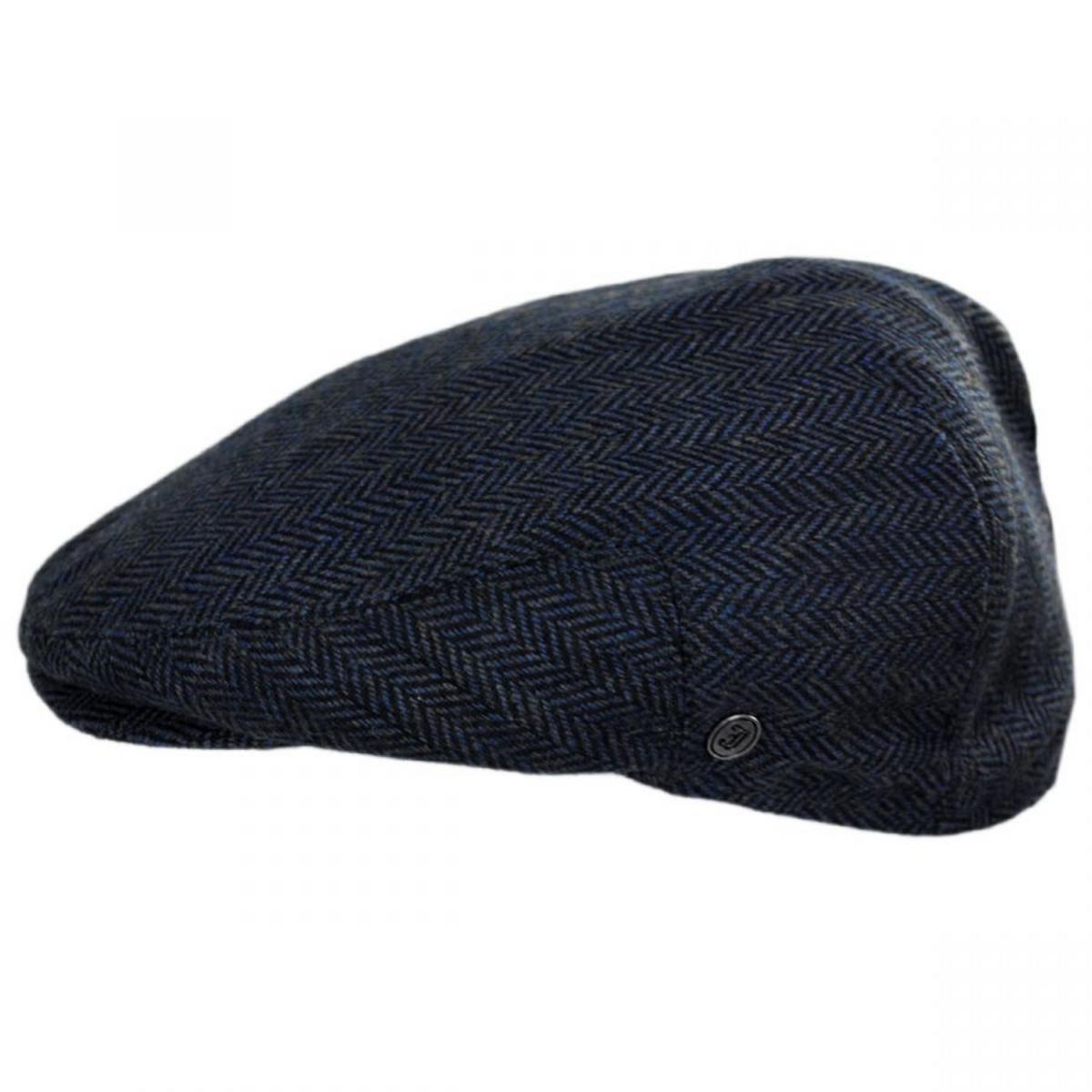 Jaxon Hats | Filmore Herringbone Wool Blend Ivy Cap | 167561 | profile | BLUE/BLACK