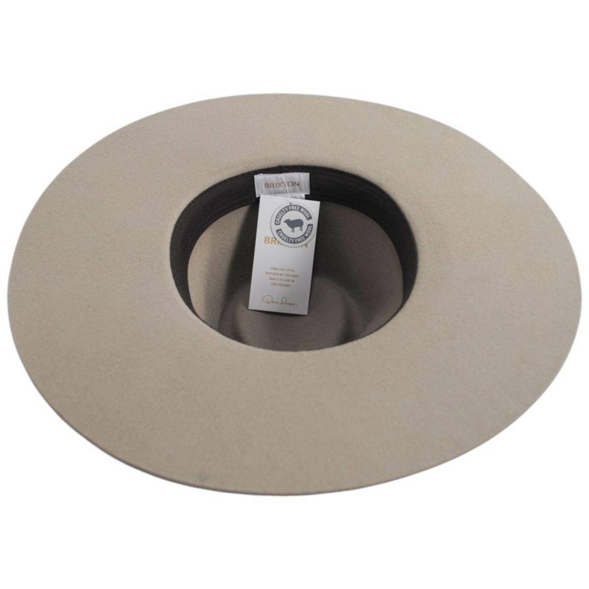 BRIXTON HATS | Leigh Wool Felt Wide Brim Fedora Hat | 123932 | under | SAND