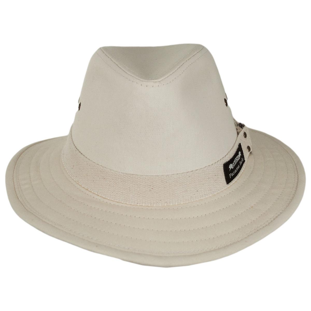 Panama Jack | Cotton Canvas Safari Fedora Hat | 400601 | front | NATURAL